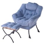 Tiita Lazy Chair with Ottoman, Modern Large Accent Lounge Chair, Leisure Sofa Armchair with Ottoman, Reading Chair with Footrest for Bedroom, Living Room, Dorm Rooms, Garden