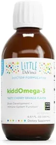 DAVINCI Labs kiddOmega-3 - Liquid Omega-3 Supplement for Kids - for Immune System, Focus and Brain Support* - with Monk Fruit, DHA, EPA and More - Cherry Orange Flavor - 200mL