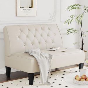 annjoe Button Tufted Loveseat Settee Upholstered Sofa Backrest Buckle Couch Banquette Bench for Dining Room Living Room Bedroom Funiture
