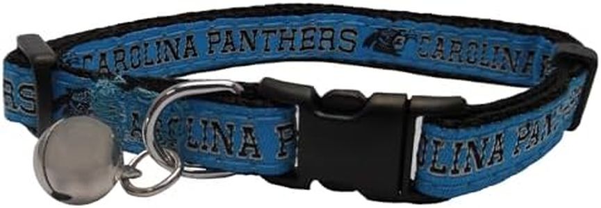 NFL CAT Collar Carolina Panthers Satin Cat Collar Football Team Collar for Dogs & Cats. A Shiny & Colorful Cat Collar with Ringing Bell Pendant