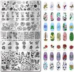 JERCLITY 6pcs Flower Nail Stamping Plate Nail Stamping Kit for Nails Rose Flower Lotus Butterfly Leaf Image Plates Nail Art Design Template Print Nail Stamper Kit for Women