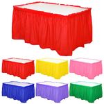 Mixweer 6 Count Plastic Table Skirt 29 Inch x 14 ft Disposable Table Skirts for Rectangle Table Pleated Reusable Tablecloth Skirt Ruffled Desk Skirt for Wedding Baby Shower Party Kitchen