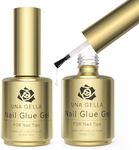 UNA GELLA 6 in 1 Gel Nail Glue 2Pcs 15ml for Clear Acrylic Nails and Nail Tips Long Lasting Curing Needed UV Extension Gel X Nail Glue for Clear Fake Nail Tips and Clear Press on Nails Nail Repair