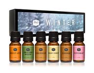 Winter Set of 6 Premium Grade Fragrance Oils - Cinnamon, Gingerbread, Sugar Cookies, Harvest Spice, Peppermint, Christmas Wreath - 10ml