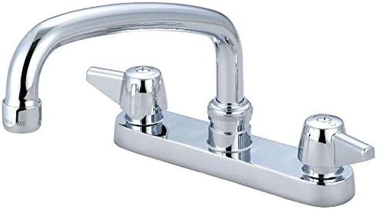 Central Brass 0125-A Two Handle 6" Installation Cast Brass Kitchen Faucet Chrome Commercial Quality Easy Installation