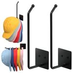 2 Pack Hat Racks for Baseball Caps Wall, Extended 8.07" Hat Organizer for Baseball Caps, Hat Storage for Baseball Caps, Hat Hooks Hat Hanger Strong Adhesive/Wall Drilled for Door, Closet(Black)