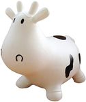 AppleRound White Cow Bouncer with Hand Pump, Inflatable Space Hopper, Ride-on Bouncy Animal