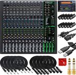 Mackie ProFX16v3 16-Channel Unpowered Mixer USB Bundle with Waveform OEM DAW, 4x Mophead 10-Foot TRS Cable, 4x 10-Foot XLR Cable, 2x 1/4" to 3.5mm Adapter, 10x Cable Ties and Microfiber Cloth