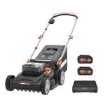 WORX Nitro WG745E Cordless Lawnmower 40 V 4Ah Maximum Surface Area of 500 m² Diameter 41 cm 50 L Cuts to Edges 6 Cutting Heights Comes with 2 Batteries and Charger