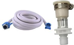 NEW WARE® 3 Meter PVC Hose Inlet Pipe for Top and Front Loading Fully Automatic Washing Machine with Faucet Water Tap Adapter - Textile Braided, ABS Connector