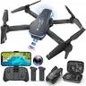 Drone with 1080P Camera for Beginners and Adults, Foldable Remote Control Quadcopter with Voice Control, Gestures Selfie, Altitude Hold, One Key Start, 3D Flips, 2 Batteries, Toy for Beginners