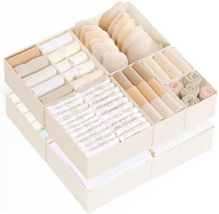 Criusia Drawer Organizer Clothes, Foldable Closet Organization and Storage for Nursery, Bedroom, Beige
