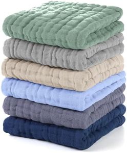 Unnivoll Muslin Baby Washcloths 6 Pack, 100% Cotton Wash Cloths for Babies, Large 12''X12'' Burp Cloths Absorbent and Soft for Newborn Infants Kids Boys Girls - Multicolor