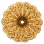 Nordic Ware Crown 10-Cup Bundt Pan, Original Cast Aluminium Bundt Tin, Bundt Cake Tin with Sun Design, Cake Mould Made in the USA, Colour: Gold