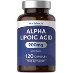 Alpha Lipoic Acid 900mg | 120 Capsules | High Strength ALA Supplement with Biotin | No Artificial Preservatives | by Horbaach