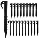 Kioiner 20 Pcs Plastic Tent Pegs, 5.7inch Tent Stakes Durable Ground Tent Pegs Camping Caravan Pegs Outdoor Yard Ground Anchor for Garden Outdoor Camping Tents Awning Weed Mat Hammocks Canopy Stakes Garden Netting (Black)