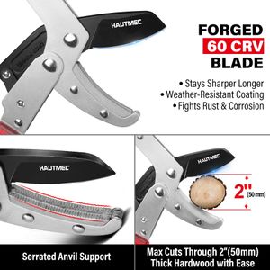 HAUTMEC Telescopic Anvil Loppers 70-95cm – Heavy Duty Pruning, 5cm Cut