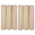 PiccoCasa Blackout Curtains 2 Panels Grommet, Beige Thermal Insulated Curtains Panel Darkening Small Window Curtains for Bedroom Living Room 42 x 36 Inch (Width x Length), 36inch Drop