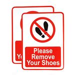 eSplanade Please Remove Your Shoes | No Shoes Allowed Sign Sticker Decal - Easy to Mount Weather Resistant Long Lasting Ink (Size 7.5" x 5.5") - For Office, Factory, Ships, Factory, Business etc