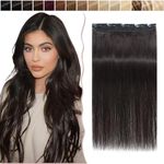 18 inch SEGO Clip in Hair Extension Human Hair One Piece [#1B Natural Black] 100% Remy Real Hairpieces for Women 3/4 Full Head Straight (50g)