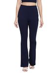 Shasmi Navy Blue Lightweight Stretchable Yoga Pants Boot-Cut Regular Fit Trouser Pant (57 Pant Navy Blue L)