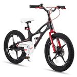 RoyalBaby Space Shuttle Kid’s Bike, Lightweight Magnesium Frame, Dual Disk Brakes, 14" 16" 18" Bikes Available in Black, Lilac and White (Black, 18 Inch with Kickstand)