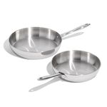 Lagostina Moderna 2 Piece Stainless Steel Pan Set (26cm / 10in and 30cm / 12in), Commercial Capsule Base, Induction Safe Cookware, Dishwasher and Oven Safe up to 400ºF / 204ºF, Silver