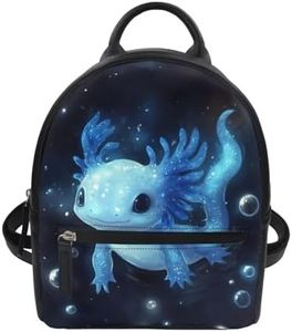 Freewander Kawaii Axolotl Mini Backpack Purse for Women Leather Shoulder Bag with Zipper Cute Small Backpack for Girls Kawaii School Bookbag Casual Daypack Travel Satchel