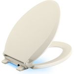 Kohler 75796-47 Cachet Nightlight Quiet-Close with Grip-Tight Front, Almond, Elongated Toilet Seat