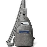 LATMAP Sling Bag For Women Men Crossbody Shoulder Tote Blet Bags Backpack Fanny Pack Travel Purse Faux Leather,Grey