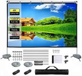 Projection Screen 120 inch, Washable 16:9 Foldable Anti-Crease Portable Projector Movies Screen for Home Theater Outdoor Indoor Support Double Sided Projection (100'' with Stand)