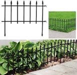 Sunnydaze Roman 9' Set of 5 Decorative Garden Fence Panels - Iron Border Fence - 22” W x 18” H Per Panel - Black