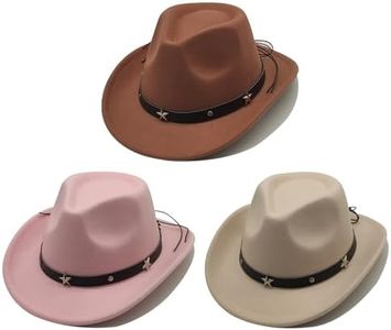 3 Pcs Kids Cowboy Hat Cowgirl Hat for Girl Boys Cowboy Hat with Buckle Belt Wide Brim Fedora Hat Dress Up Costume