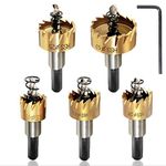 5pcs Hole Saw Set Hole Cutter 16/18.5/20/25/30mm HSS Metal Core Hole Saw Drill Bit Stainless Cobalt Opener Cutting Tool Alloy Silver Spring Design