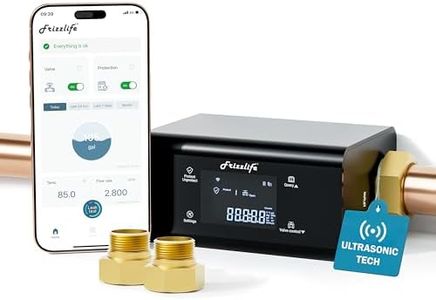 Frizzlife LP365 Smart Water Monitor and Automatic Shutoff - 0.01GPM Ultrasonic Micro Leak Detection, APP Wi-Fi Remote Control, Real-Time Flow/Temp Monitoring, 24/7 Water Usage Reports, 3/4" and 1"