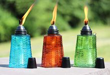 Seraphic 16oz Glass Tabletop Torches, Set of 3 (Blue/Yellow/Green)