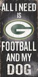 Fan Creations 878460038648 Green Bay Packers Wood Sign - Football and Dog 6x12, Navy, 6" x 12" (8.7846E+11)