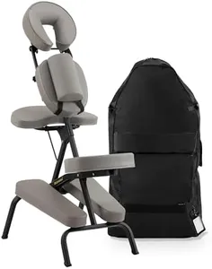 DR.LOMILOMI Aluminum Light-Weight Adjustable Folding Portable Travel Massage Chair with Backpack 402 Keanu (Grey)