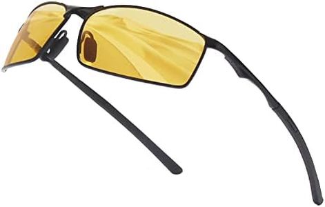 OuShiun Occhiali sportivi da uomo polarizzati occhiali da sole per esterni telaio in metallo protezione UV guida pesca ciclismo corsa occhiali (Giallo, visione notturna)
