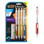 BIC Velocity Side Clic Mechanical Pencils, Medium Point (0.7mm), Black, Soft Comfortable Grip, 4-Count Pack