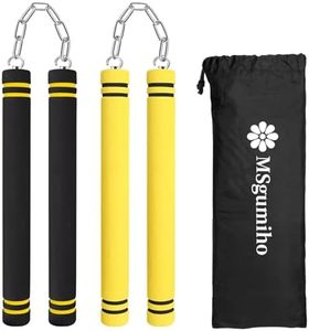 MSGumiho Nunchucks Safe Foam Rubber Training Nunchucks Nunchakus with Steel Chain for Kids Adults & Beginners Practice and Training (1Black+1Yellow)