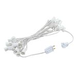 Novelty Lights 25 Foot C7 Outdoor String Light Christmas Stringer - Patio String Lights - Candelabra Base (C7/E12) - 12" Spacing - White Wire