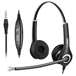 Computer Headset with Microphone for Mobile Phone Laptop PC Tablet, 3.5mm Cell Phone Headphone for iPhone Samsung Skype Webinar Business Office Call Center, Clearer Voice, Ultra Comfort