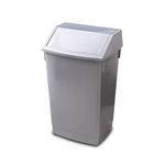 Addis 60 Litre Recycling Commercial Utility Waste Trash plastic bin with Swing Flip top Lid, Silver Colour, Metallic Grey