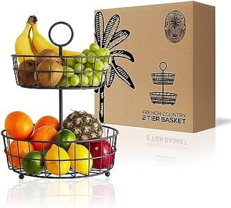 2 Tier Fruit Basket – Regal Trunk & Co. Wire Fruit Bowl or Produce Holder | Two Tier Fruit Basket Stand for Storing & Organizing Vegetables, Eggs, etc | Fruit Basket for Counter or Hanging (2 Tier)