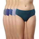 Enamor Stretchable Cotton Hipster Panties for Women Pack of 5, Full Coverage Grip Fit with Antimicrobial & Stain Release Technology-CR17-Assorted-Colors and Prints May Vary (CR17_Multicolordark5_M)