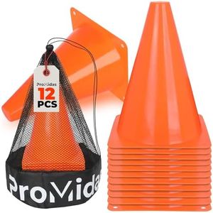 Soccer Cones for Training Kids with Mesh Bag - 7 Inch - Small Traffic Cones for Sports Training - Small Orange Cone - Flexible Conos for Soccer Practice, Basketball, Football Drills (12PCs - Orange)