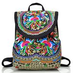 Goodhan Vintage Women Embroidery Ethnic Backpack Travel Handbag Shoulder Bag Mochila