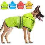 Candofly Dog Raincoat Hooded Poncho - Adjustable Waterproof Dog Rain Jacket Lightweight Reflective Dog Rain Coat Pet Slicker for Small Medium Large Dogs (Large, Green)