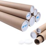 aromeili Mailing Tubes with Caps,6 Pack 3x36-Inch &2x30-Inch Kraft Paper Poster Tube for Shipping, Packing, Bulk Round Packaging, Cardboard Mailers, Art Prints, Maps, Blueprint